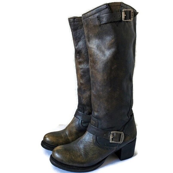 Frye Shoes - Frye Womens Sz 9.5 Vera Slouch Knee High Boots Black Leather Engineer Biker Moto